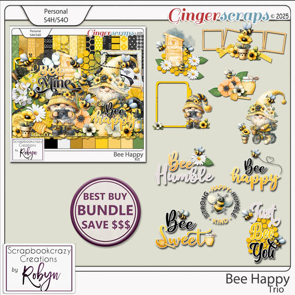 Bee Happy Trio by Scrapbookcrazy Creations