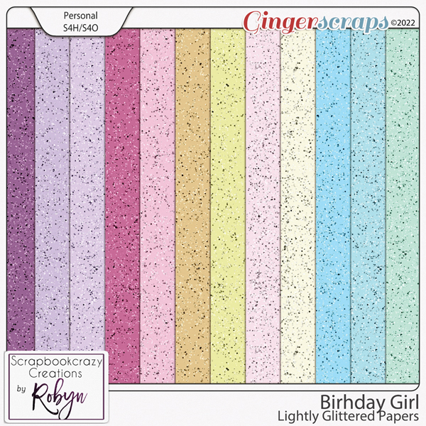 Birthday Girl Lightly Glittered Papers by Scrapbookcrazy Creations