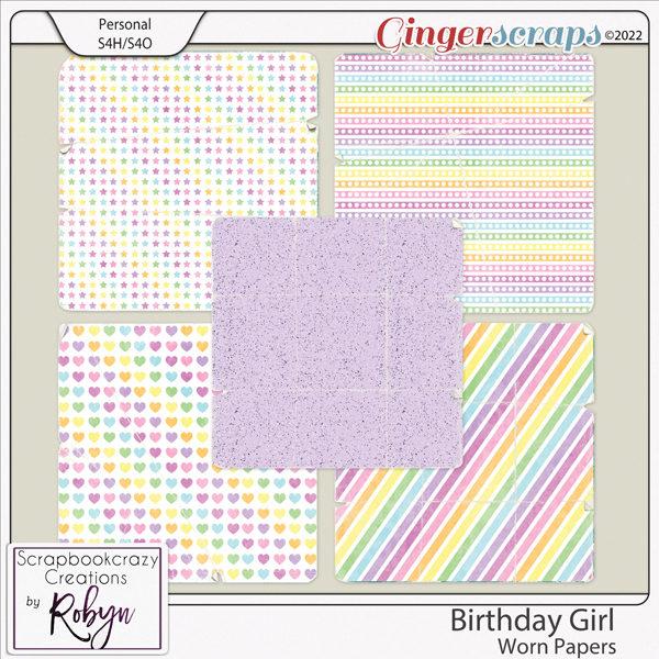 Birthday Girl Worn Papers by Scrapbookcrazy Creations