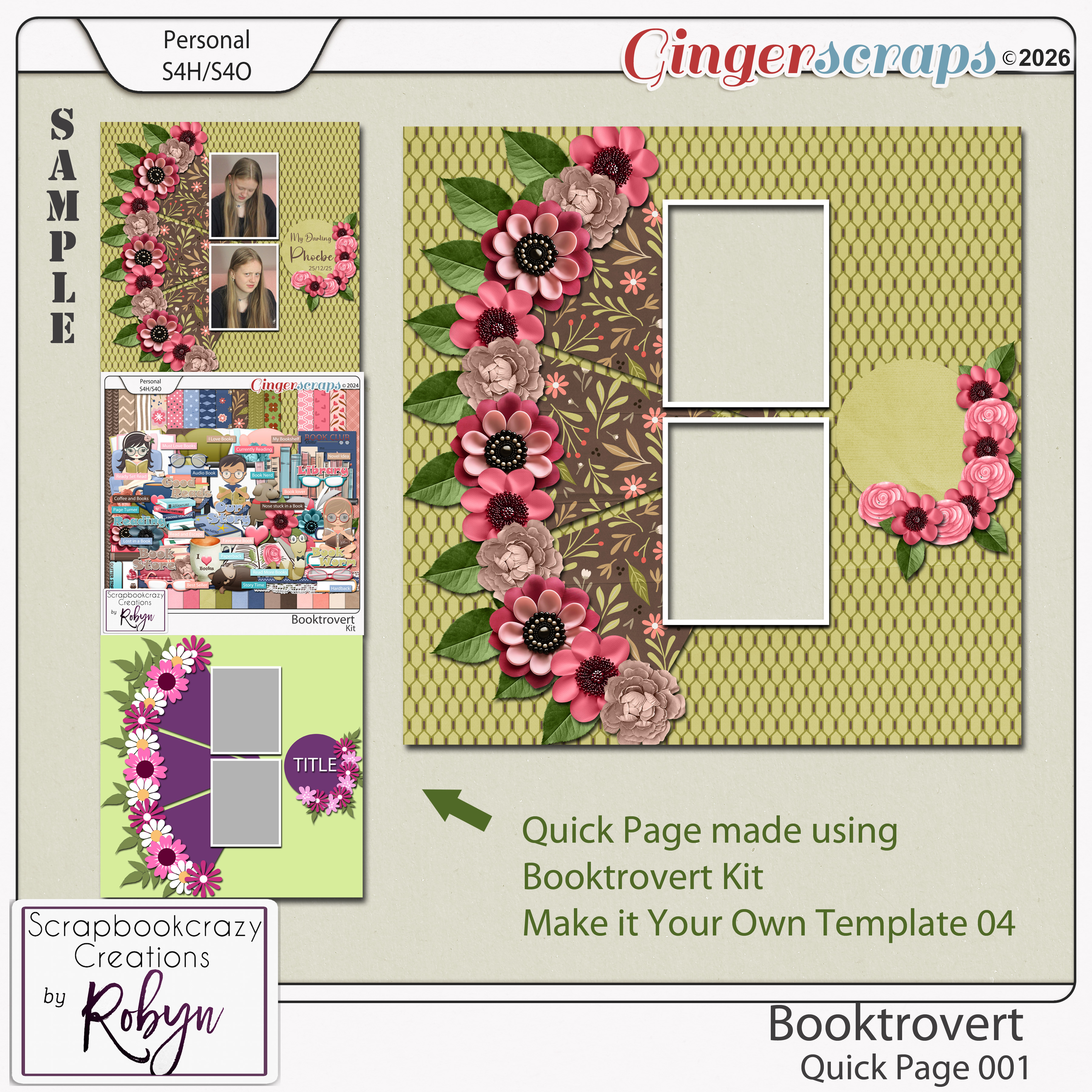 Booktrovert Quick Page by Scrapbookcrazy Creations