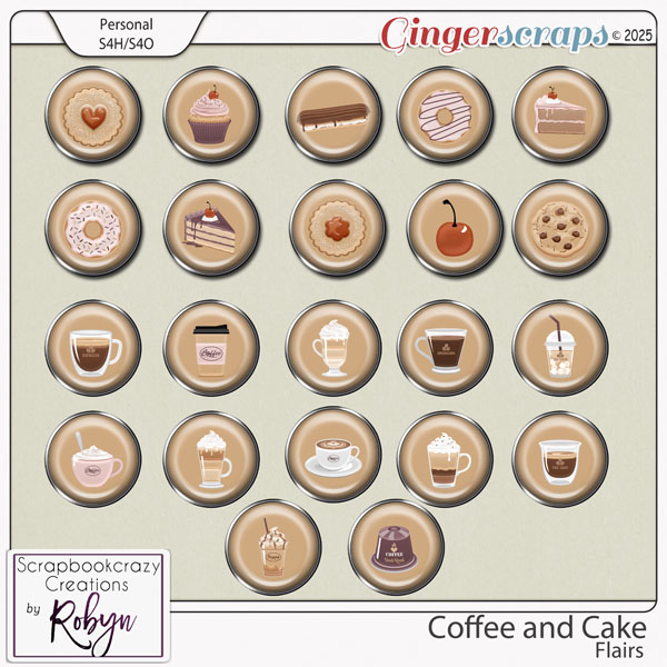 Coffee and Cake Flairs by Scrapbookcrazy Creations
