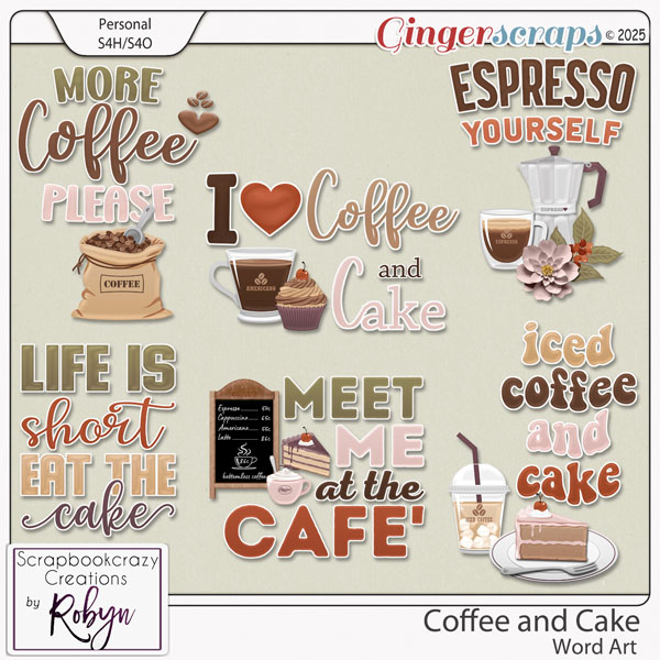 Coffee and Cake Word Art by Scrapbookcrazy Creations