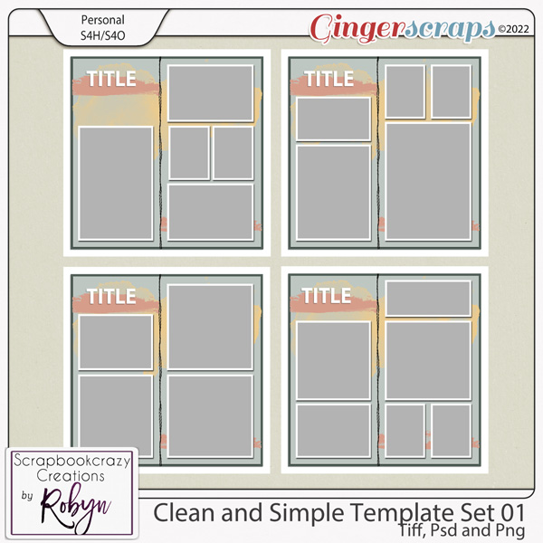 Clean and Simple Template Set 01 by Scrapbookcrazy Creations
