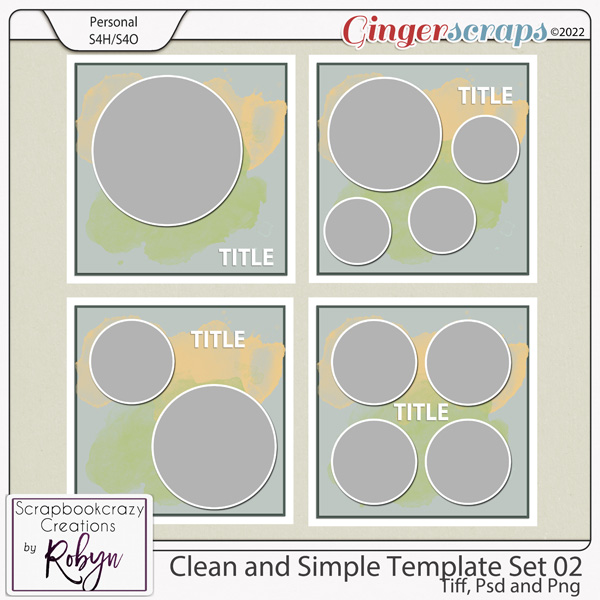 Clean and Simple Template Set 02 by Scrapbookcrazy Creations