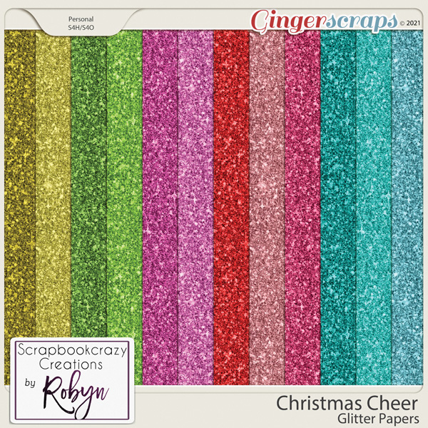 Christmas Cheer Glitter Papers by Scrapbookcrazy Creations