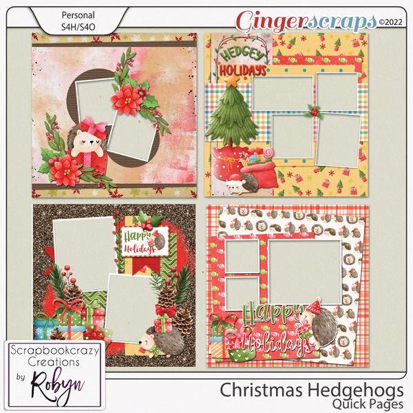 Christmas Hedgehogs Quick Pages by Scrapbookcrazy Creations