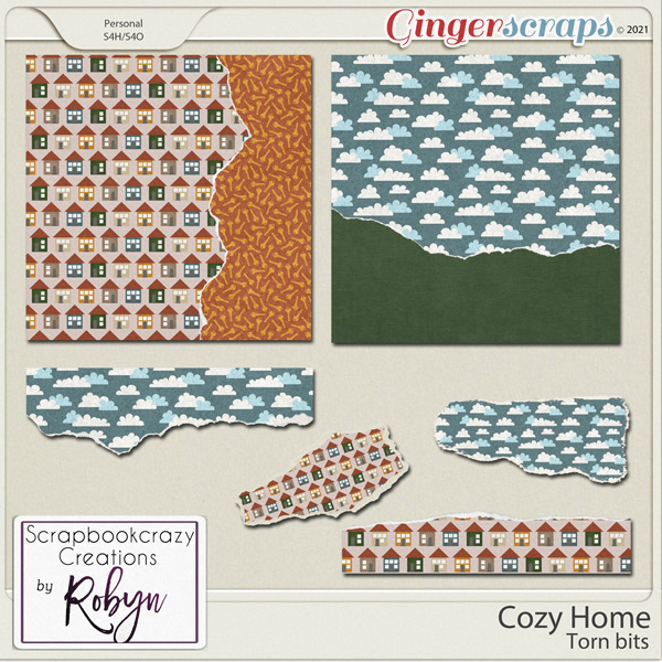 Cozy Home Torn Papers and Bits by Scrapbookcrazy Creations