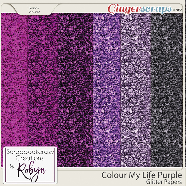 Colour My Life Purple Glitter Papers by Scrapbookcrazy Creations