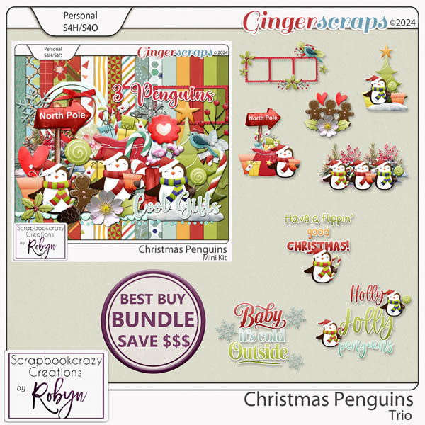  Christmas Penguins Trio by Scrapbookcrazy Creations