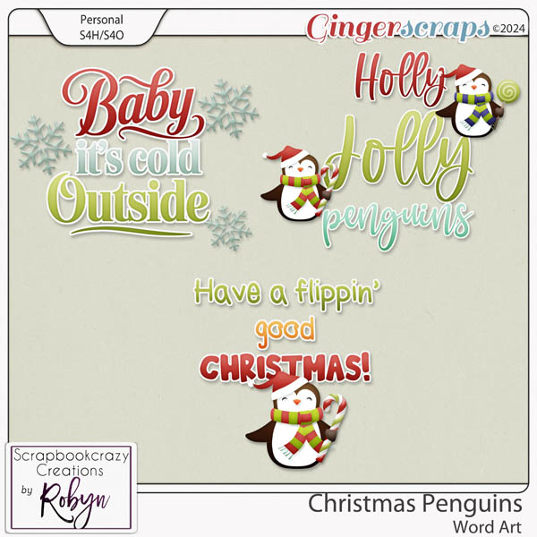 Christmas Penguins Word Art by Scrapbookcrazy Creations