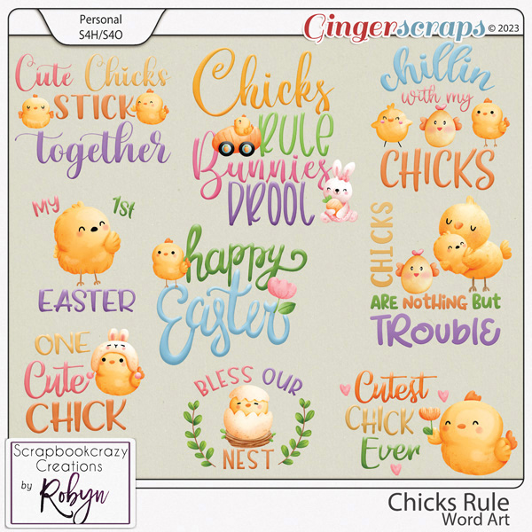 Chicks Rule word Art by Scrapbookcrazy Creations