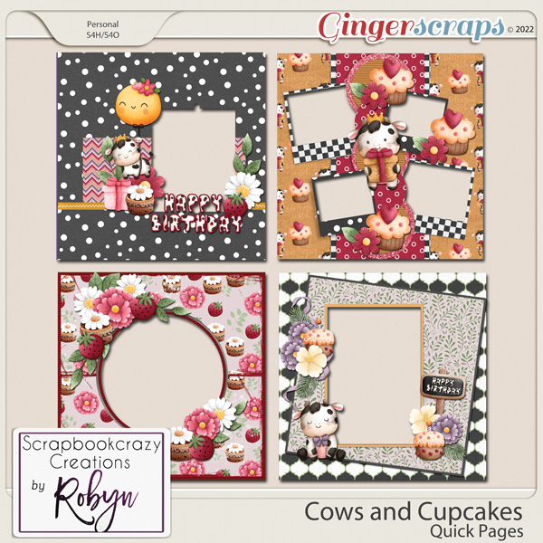 Cows and Cupcakes Quick Pages by Scrapbookcrazy Creations