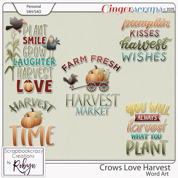 Crows Love Harvest Word Art by Scrapbookcrazy Creations