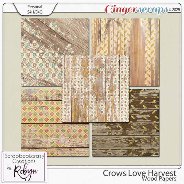 Crows Love Harvest Wood Papers by Scrapbookcrazy Creations