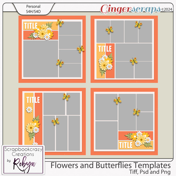 Flowers and Butterflies Templates 01-04 by Scrapbookcrazy Creations