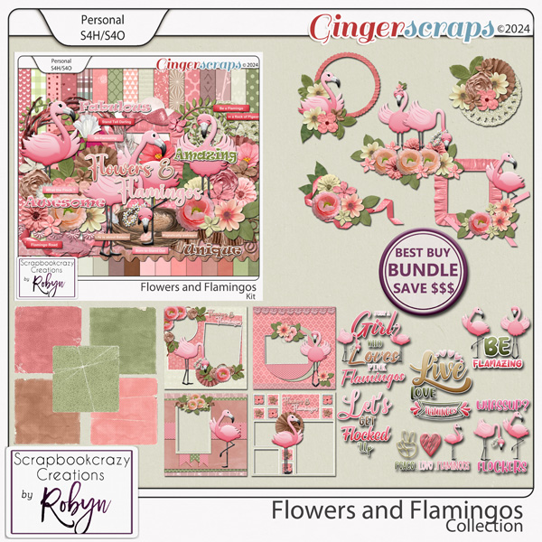 Flowers and Flamingos Collection by Scrapbookcrazy Creations