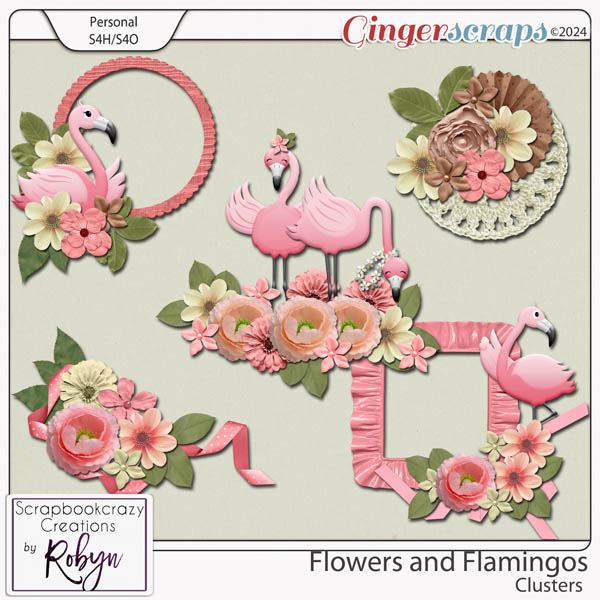 Flowers and Flamingos Clusters by Scrapbookcrazy Creations