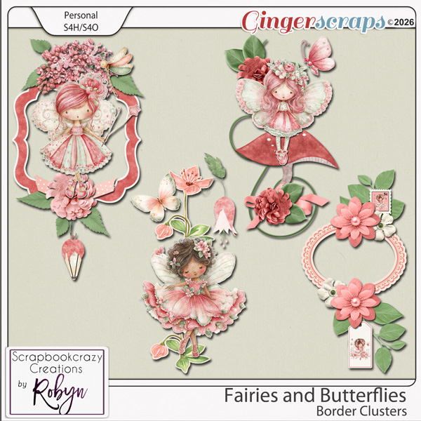 Fairies and Butterflies Border Clusters by Scrapbookcrazy Creations