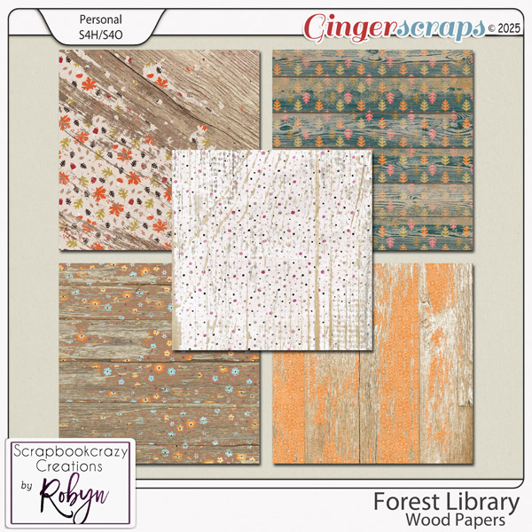 Forest Library Wood Papers by Scrapbookcrazy Creations