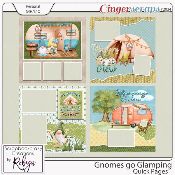 Gnomes go glamping Quick Pages by Scrapbookcrazy Creations