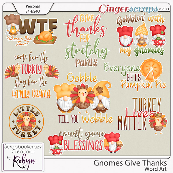 Gnomes Give Thanks Word Art by Scrapbookcrazy Creations