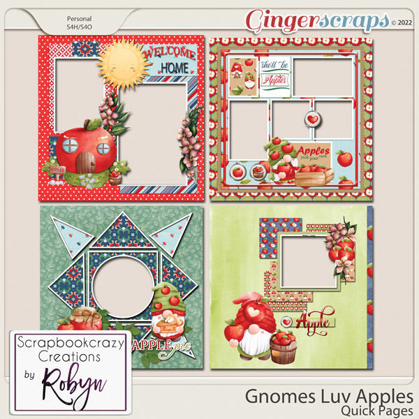 Gnomes Luv Apples Quick Pages by Scrapbookcrazy Creations