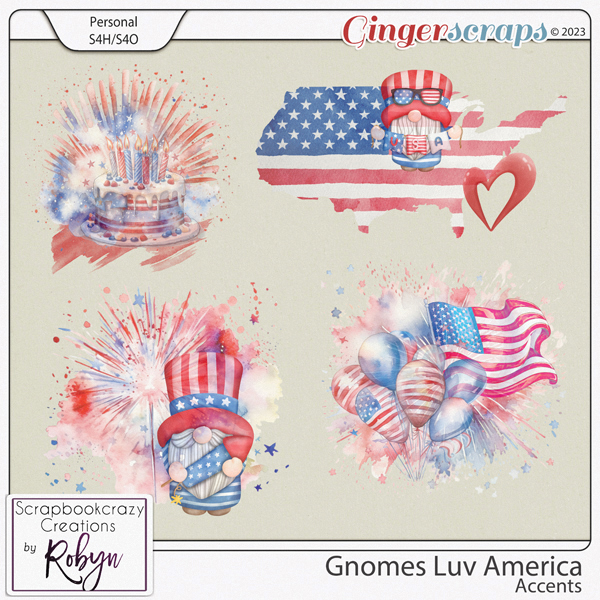 Gnomes Luv America Accents by Scrapbookcrazy Creations