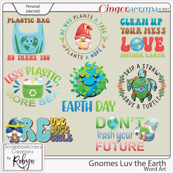 Gnomes Luv the Earth Word Art by Scrapbookcrazy Creations