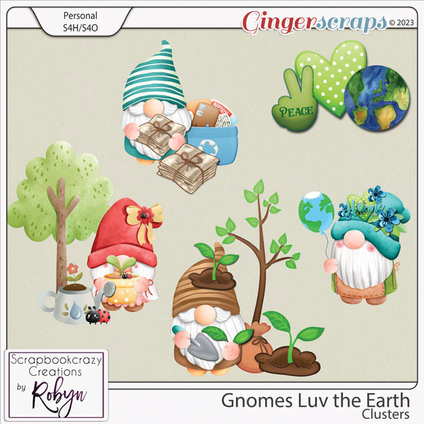 Gnomes Luv the Earth Clusters by Scrapbookcrazy Creations