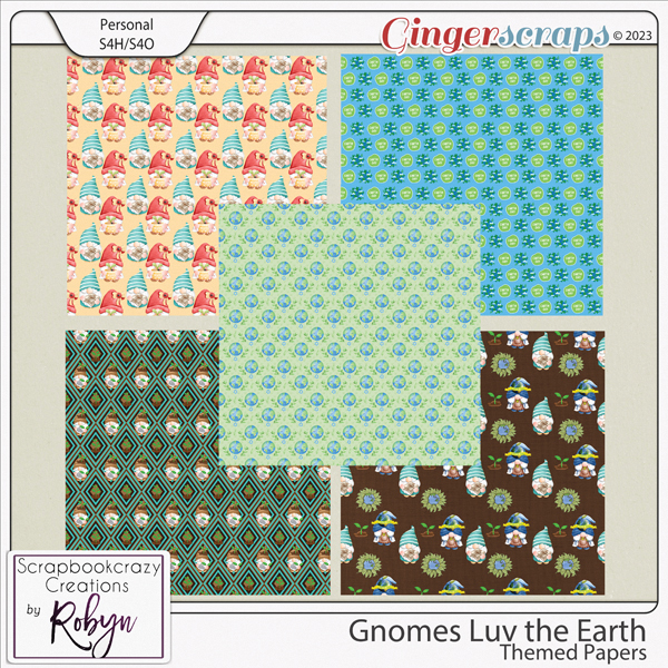 Gnomes Luv the Earth Themed Papers by Scrapbookcrazy Creations