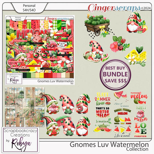 Gnomes Luv Watermelons Collection by Scrapbookcrazy Creations