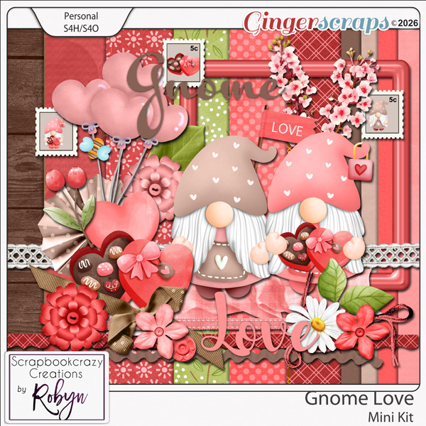 Gnome Love Mini Kit by Scrapbookcrazy Creations
