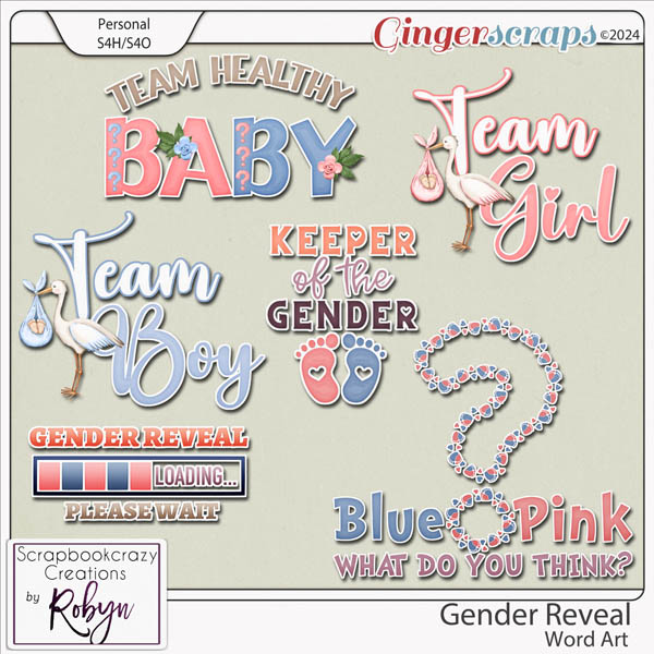 Gender Reveal Word Art by Scrapbookcrazy Creations