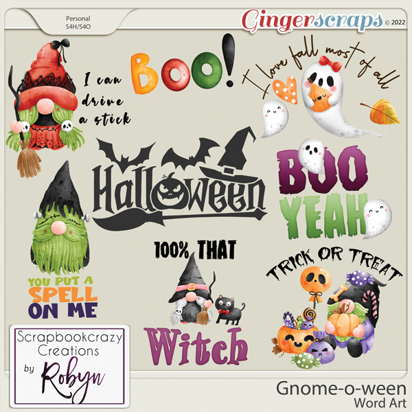 Gnome-o-ween Word Art by Scrapbookcrazy Creations