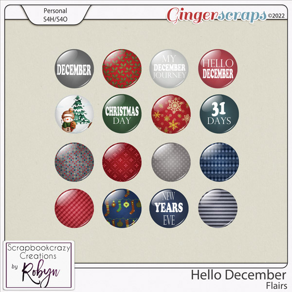 Hello December Flairs by Scrapbookcrazy Creations