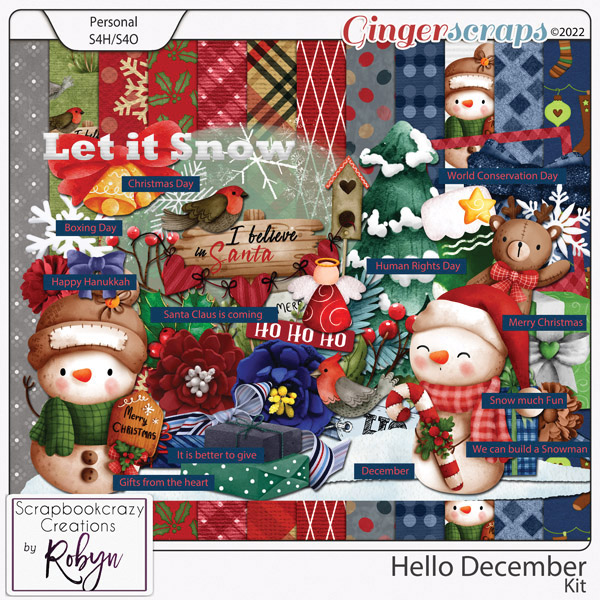 Hello December Kit by Scrapbookcrazy Creations