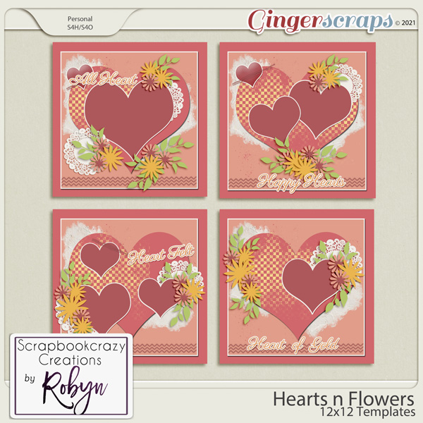 Hearts n Flowers Templates by Scrapbookcrazy Creations