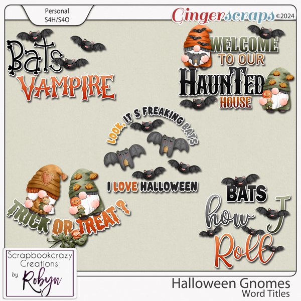 Halloween Gnomes Word Titles by Scrapbookcrazy Creations