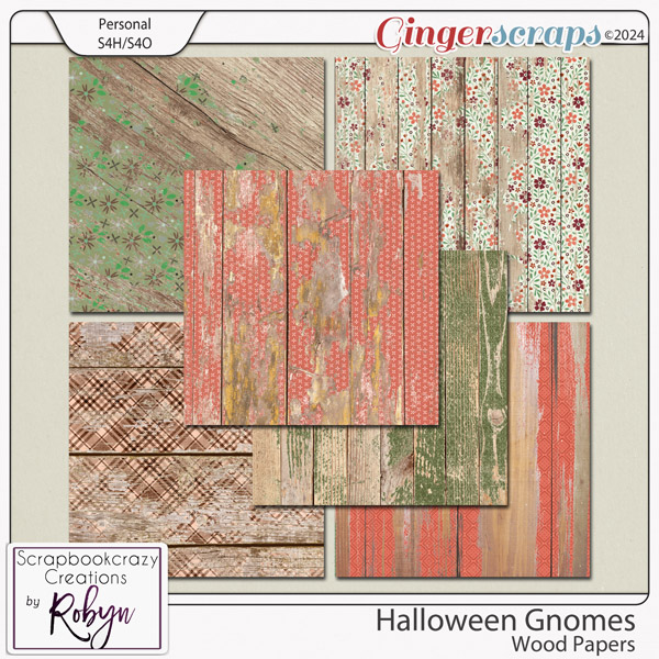 Halloween Gnomes Wood Papers by Scrapbookcrazy Creations