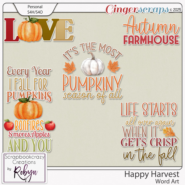 Happy Harvest Word Art by Scrapbookcrazy Creations