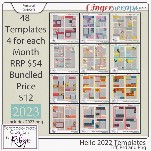 Hello 2022 Template Bundle by Scrapbookcrazy Creations