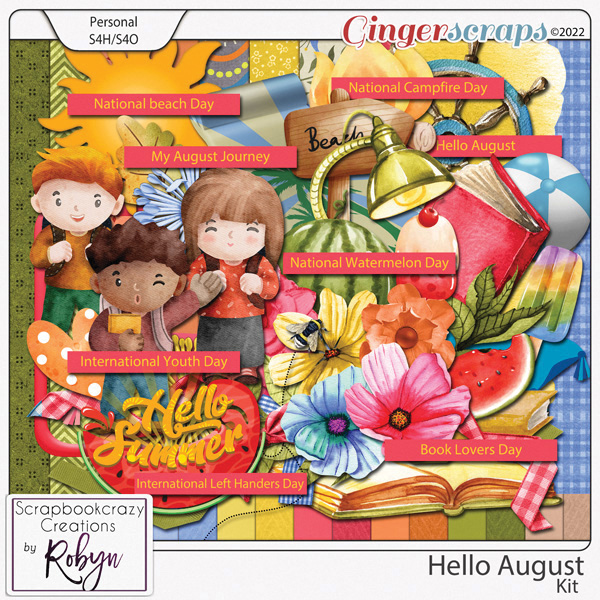 Hello August Kit by Scrapbookcrazy Creations
