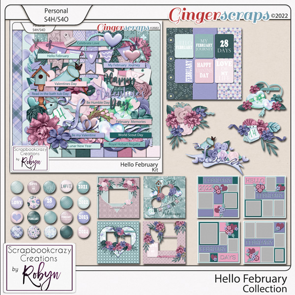Hello February Collection by Scrapbookcrazy Creations