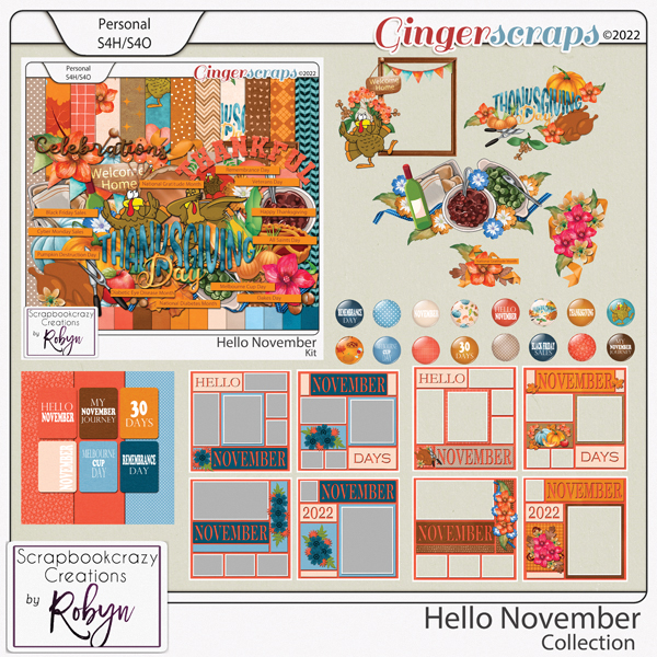 Hello November Collection by Scrapbookcrazy Creations