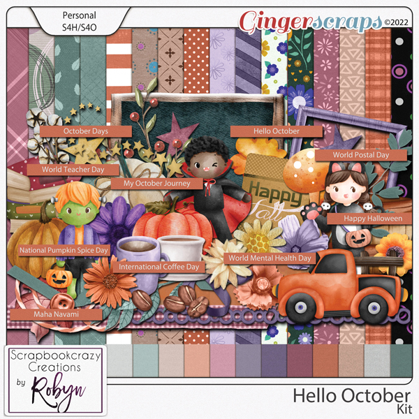 Hello October Kit by Scrapbookcrazy Creations