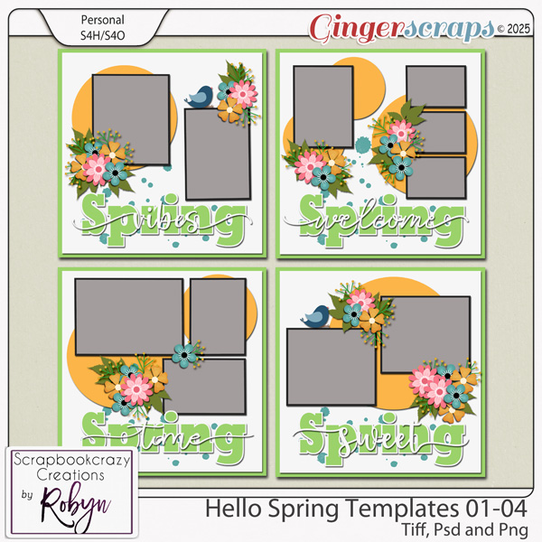 Hello Spring Templates 01-04 by Scrapbookcrazy Creations