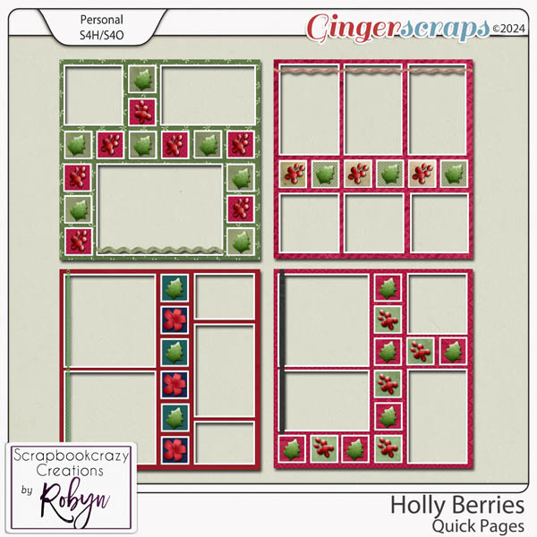 Holly Berries Quick Pages by Scrapbookcrazy Creations