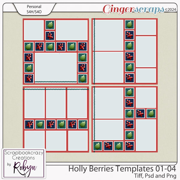 Holly Berries Templates 01-04 by Scrapbookcrazy Creations