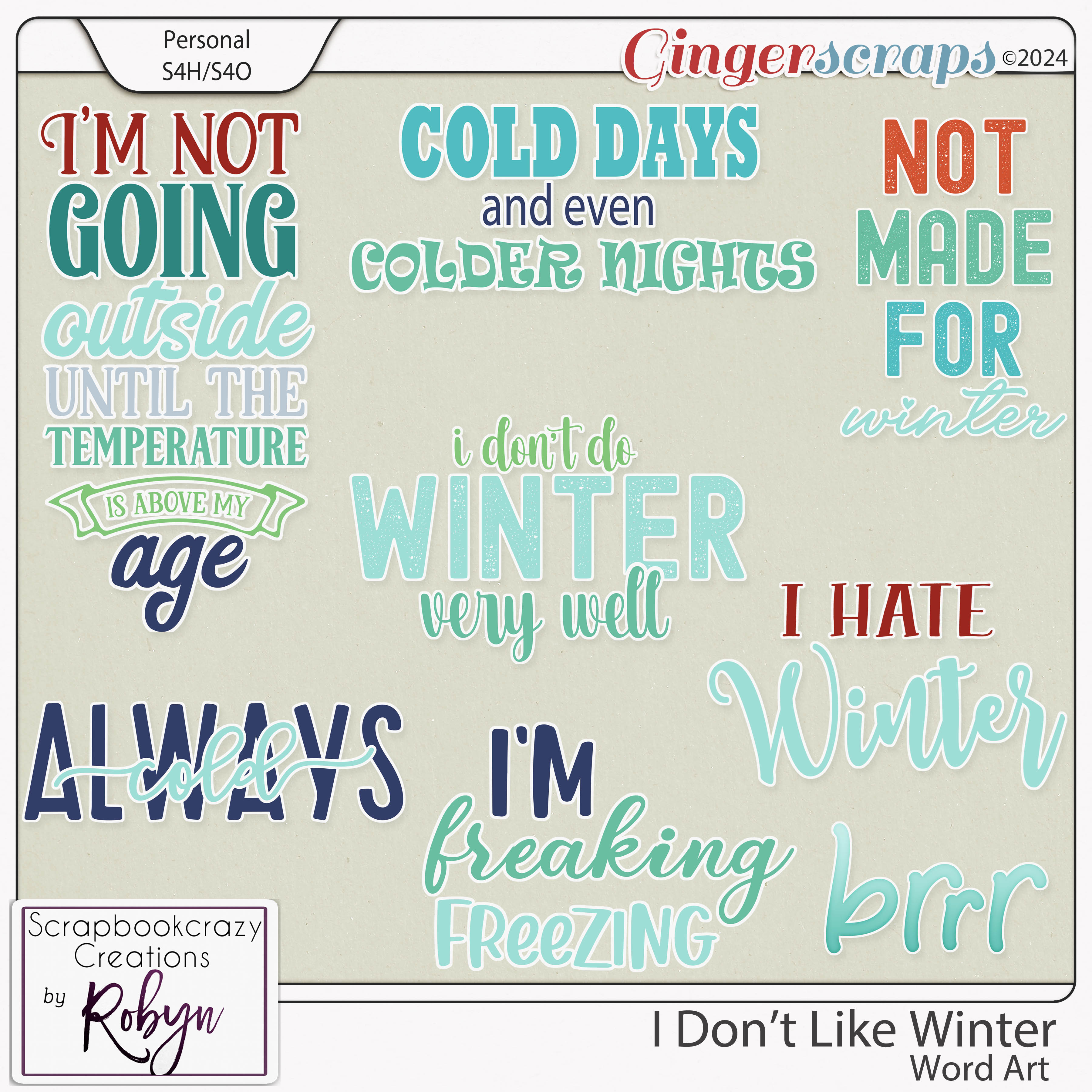 I Don't like Winter Word Art by Scrapbookcrazy Creations