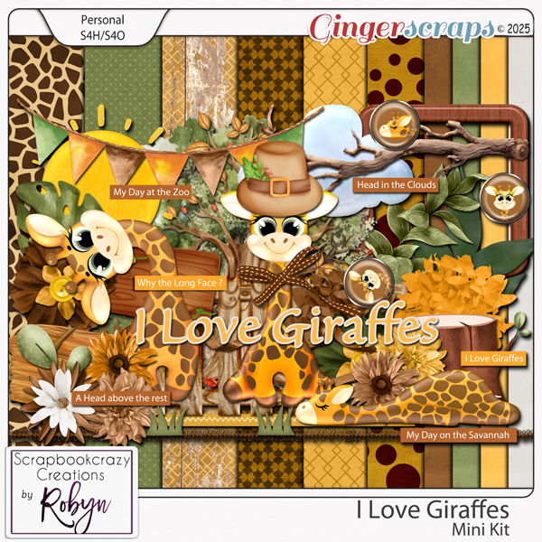 I Love Giraffes Mini Kit by Scrapbookcrazy Creations